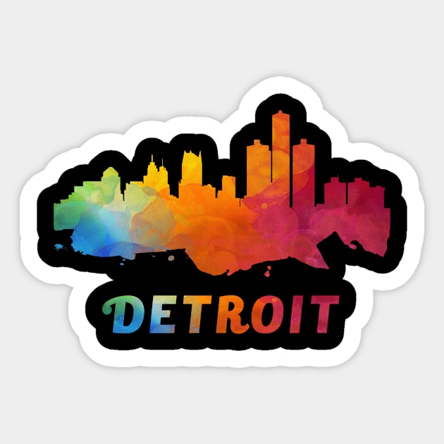 Detroit Skyline Watercolor Style Sticker by ThirdEyeAerial